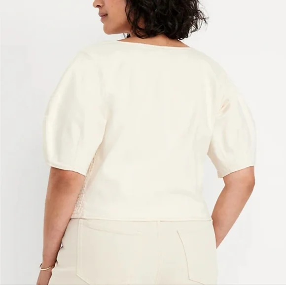 NWT Old Navy Women's Cream Denim Square Neck Top 2X - Picture 2 of 9